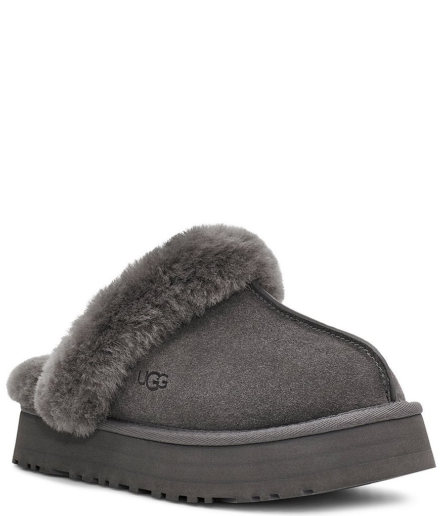 UGG&reg; Disquette Suede Fur Flatform Slides