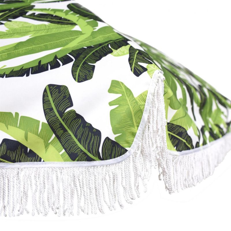 Astella  6.5 Ft. Fiberglass Beach Umbrella W/ Carry Bag - White Frame / Lush Paradise Canopy NOVA656C-P5-204-FRINGE