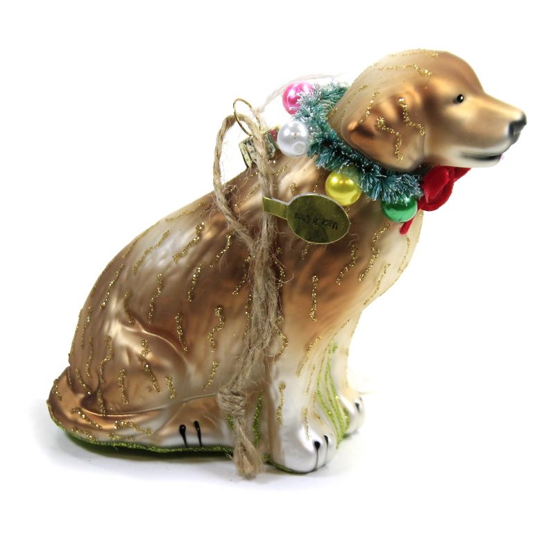 Holiday Ornament 3.75" Festive Yellow Lab Christmas Wreath Pet Dog  -  Tree Ornaments