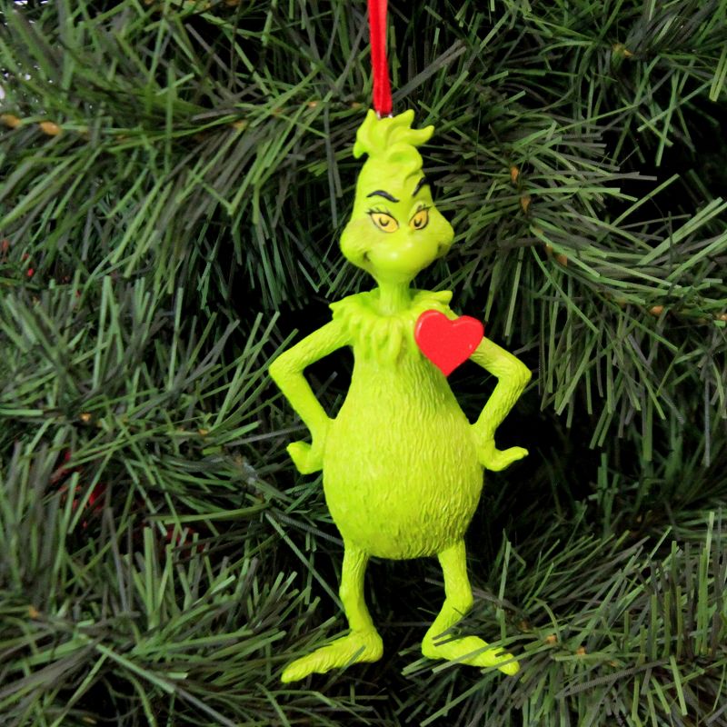 Holiday Ornament 4.5" Grinch With Heart Ornament Dr Seuss  -  Tree Ornaments