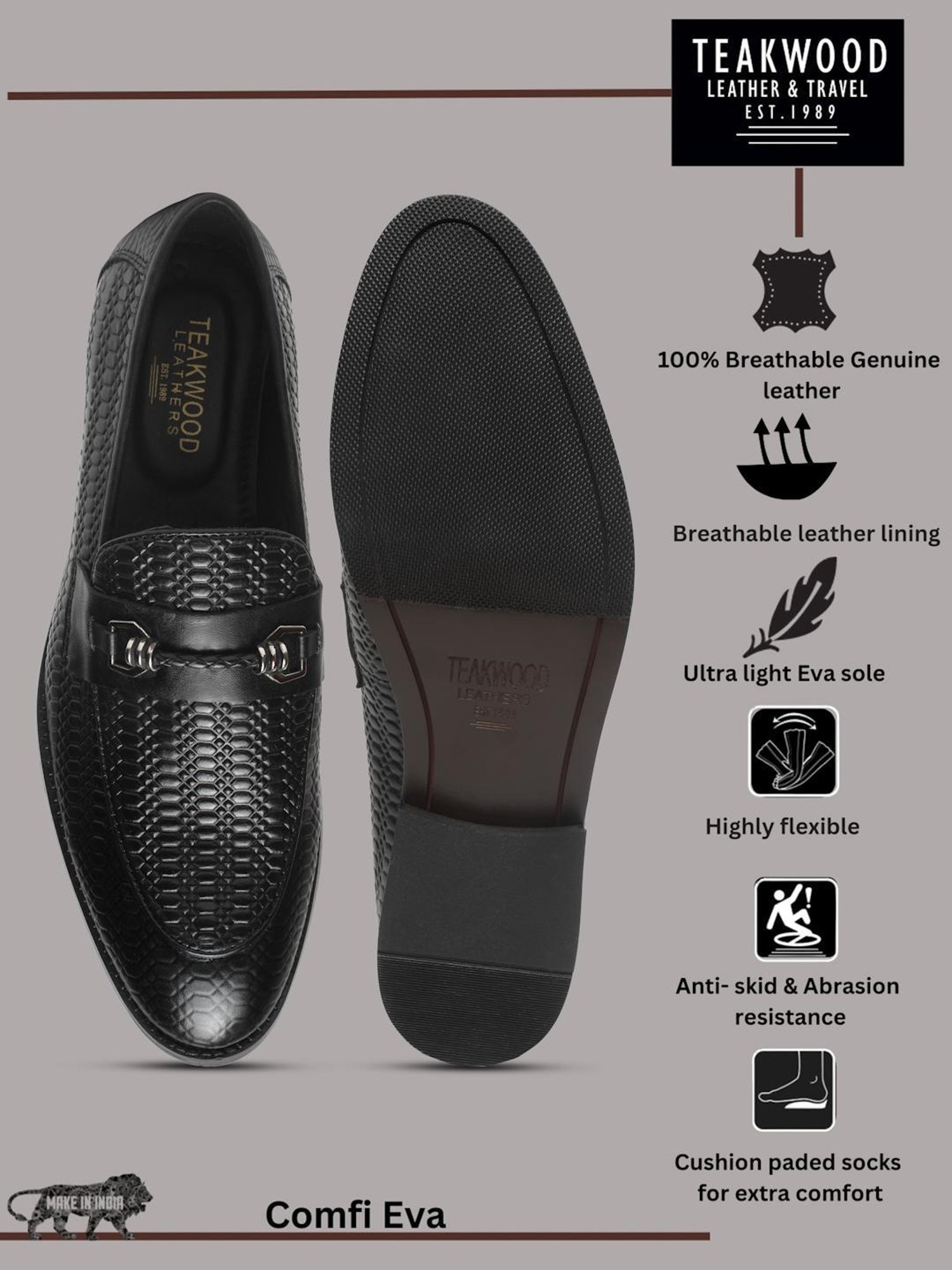 Teakwood Leathers Men's Black Casual Loafers