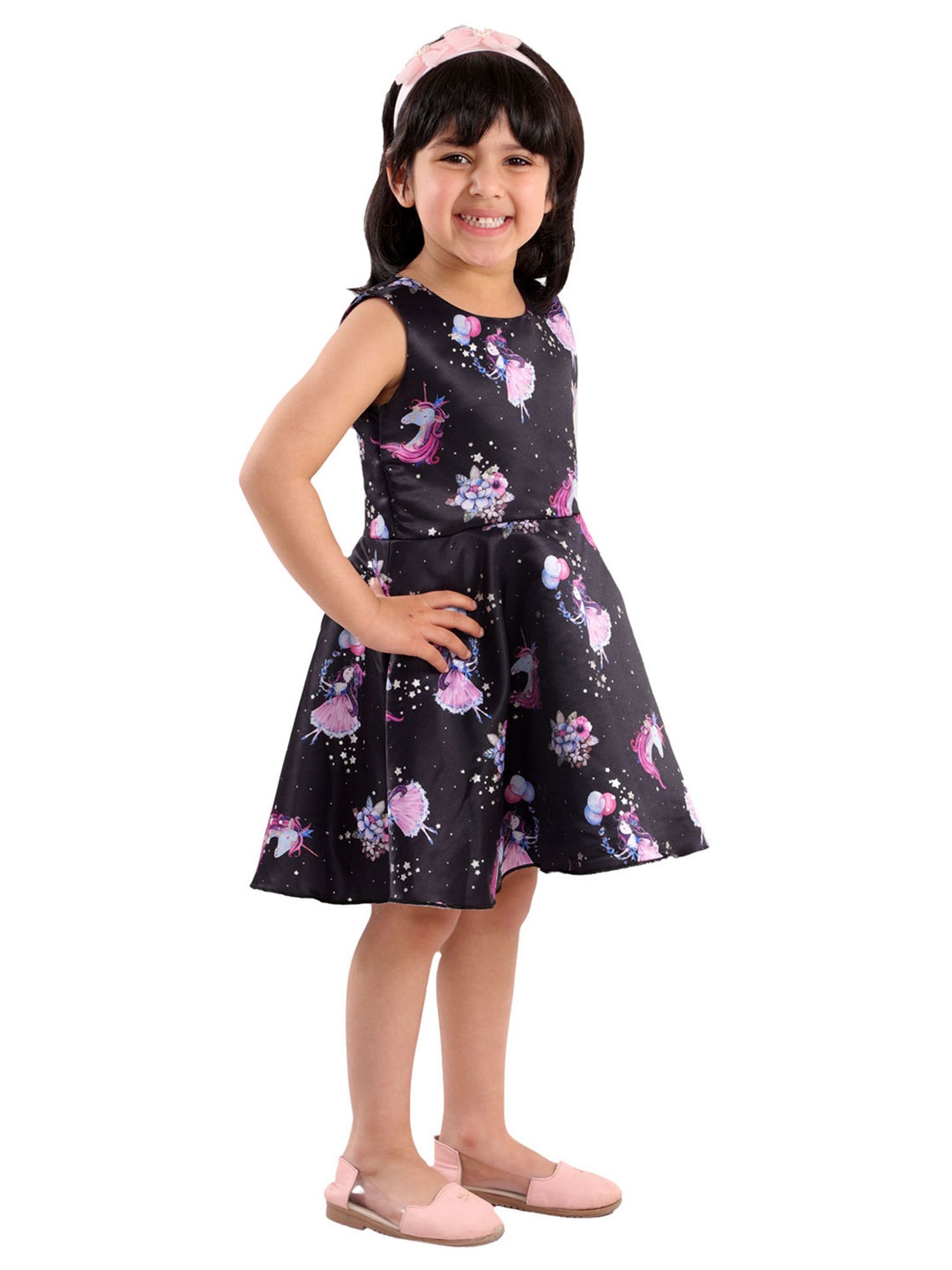 KidsDew Kids Black Printed Dress