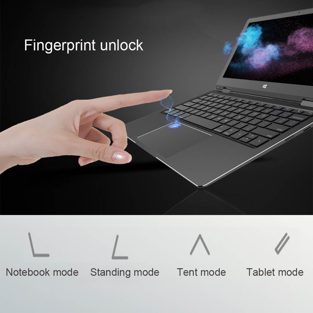 Lemonra Ultra-thin Folding Flip Ultrabook Touchscreen Laptop Intel Celeron Quad Core Integrated Graphics 11.6" Full 1920*1080 HD Display IPS Screen, 8GB DDR3 Memory Windows 10 Fingerprint Unlock