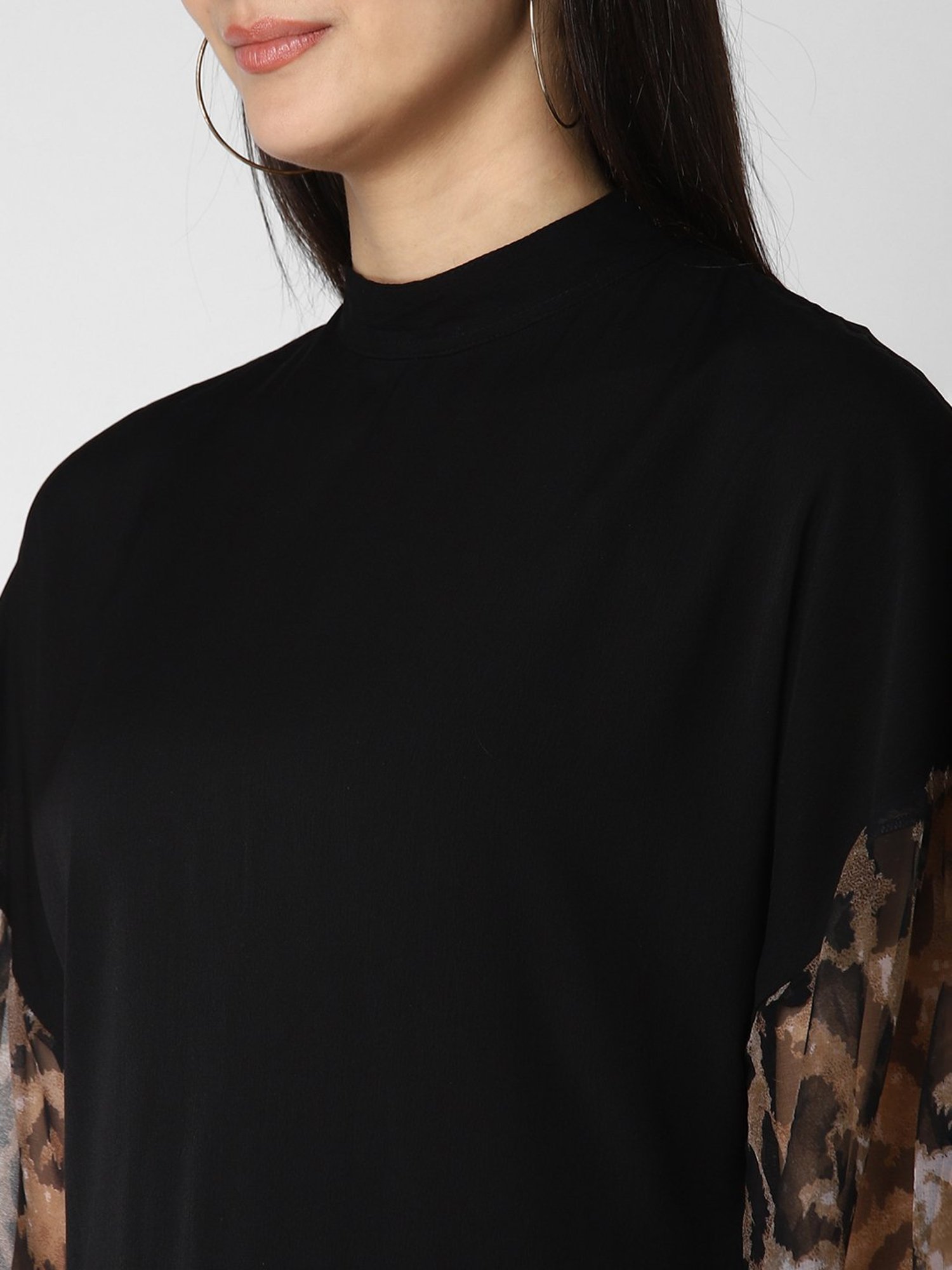 StyleStone Black Animal Print A-Line Top