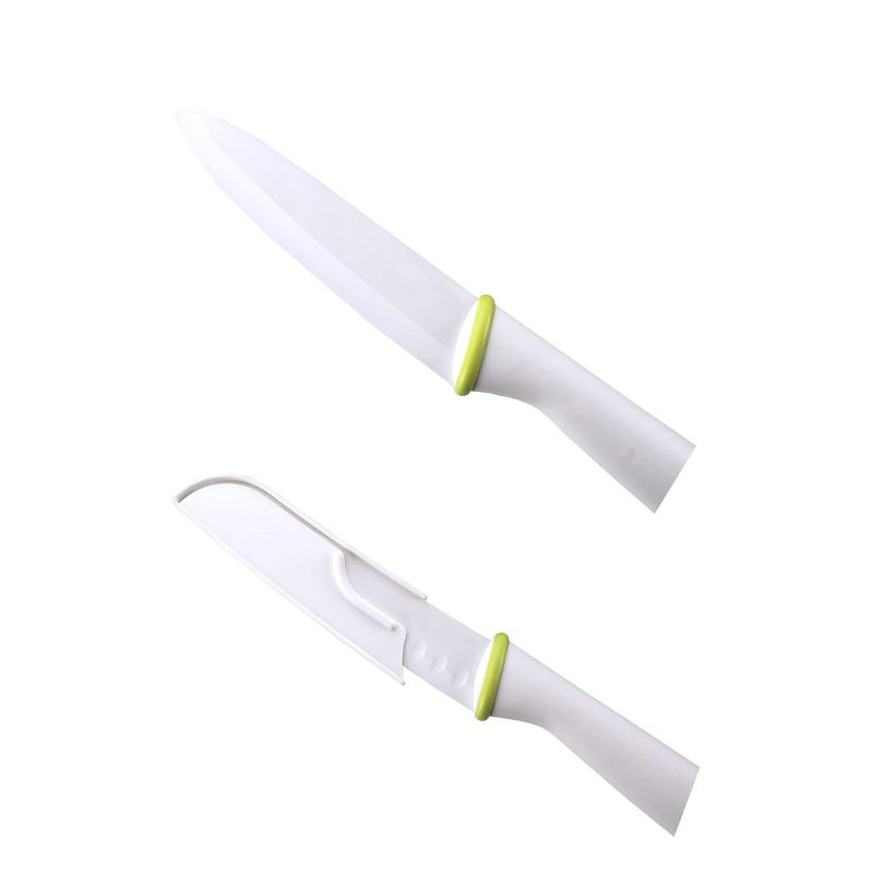 T-Fal Zen Ergonomic Sharp Ceramic 5-Inch and 6-Inch Serrated Ceramic Utility Bread Knife with Protective Sheath and Ergonomic Handle Set