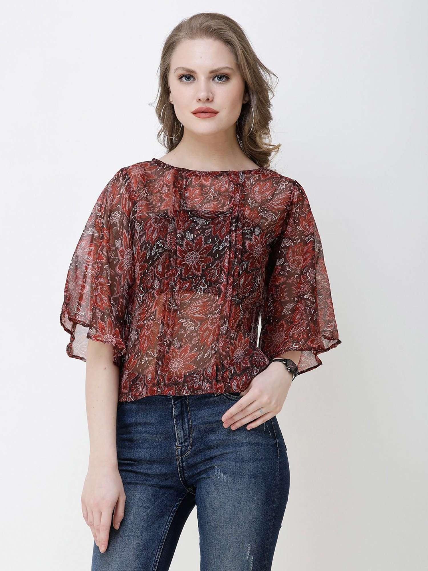 Scorpius Maroon Printed Top