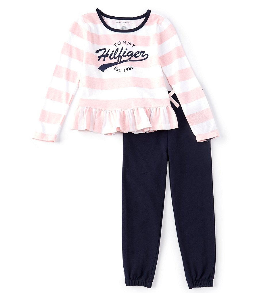 Tommy Hilfiger Little Girls 2T-6X Striped Jersey Top & Jogger Set