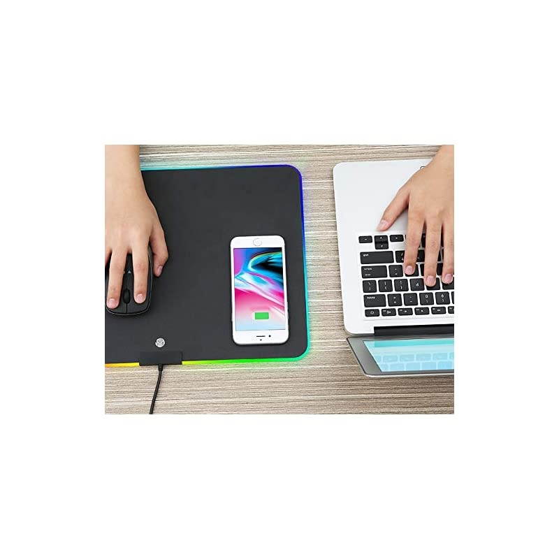 Wireless Charger Mousepad - Qi Quick Charging Gaming Mouse Pad with RGB Lighting