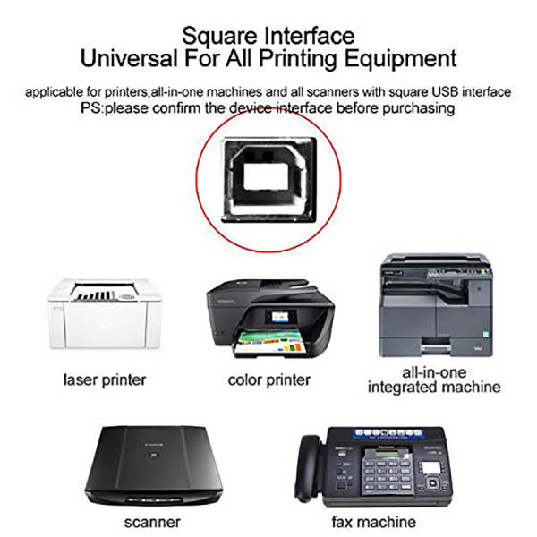 Hannord USB Printer Cable, Computer USB2.0 Printer Scanner Cable High Speed A Male to B Male Cord Compatible with HP, Canon, Dell, Epson, Lexmark, Xerox, Samsung and More (5FT)