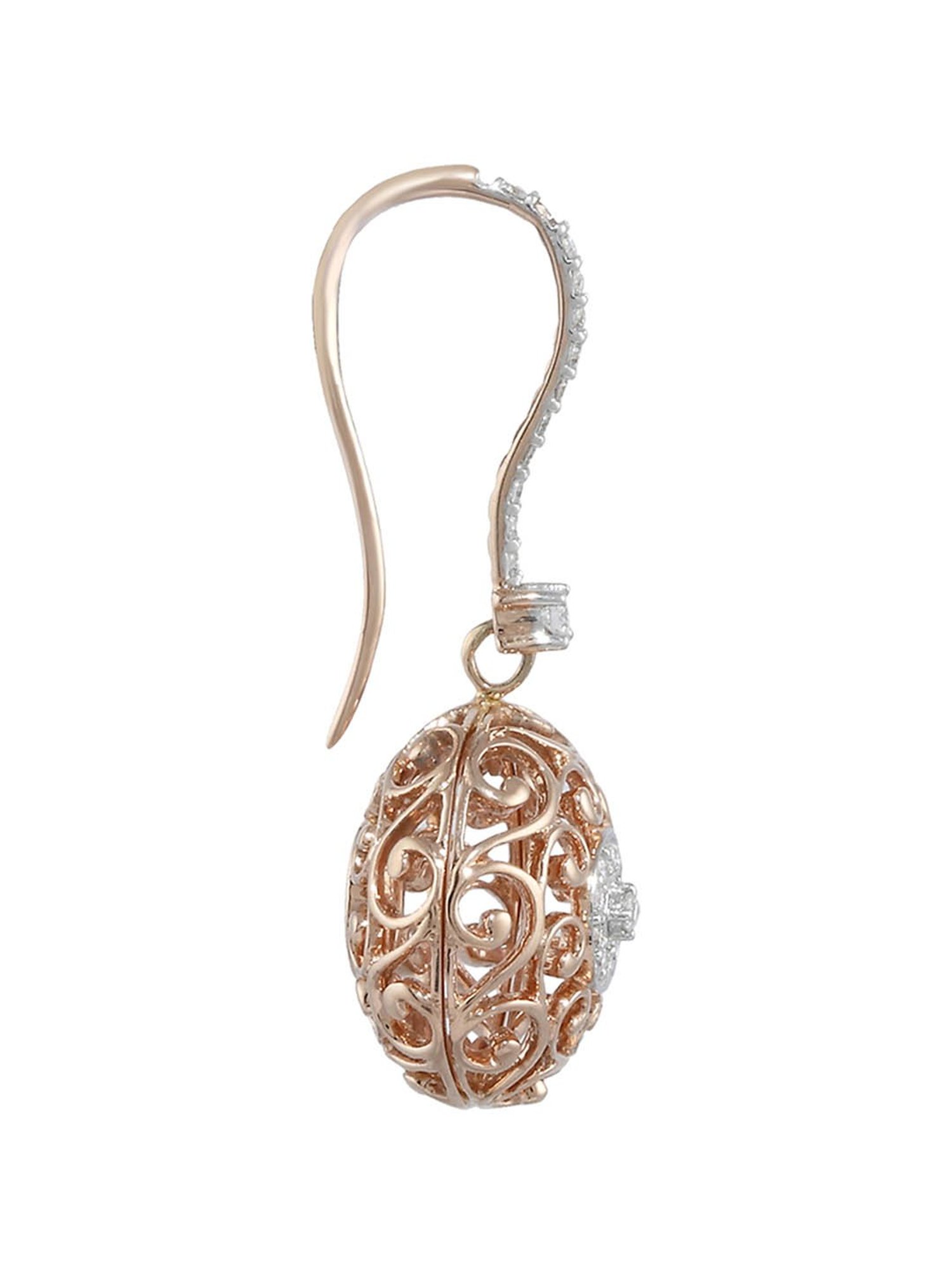 Waman Hari Pethe Jewellers 18k Rose Gold & Diamond Earrings