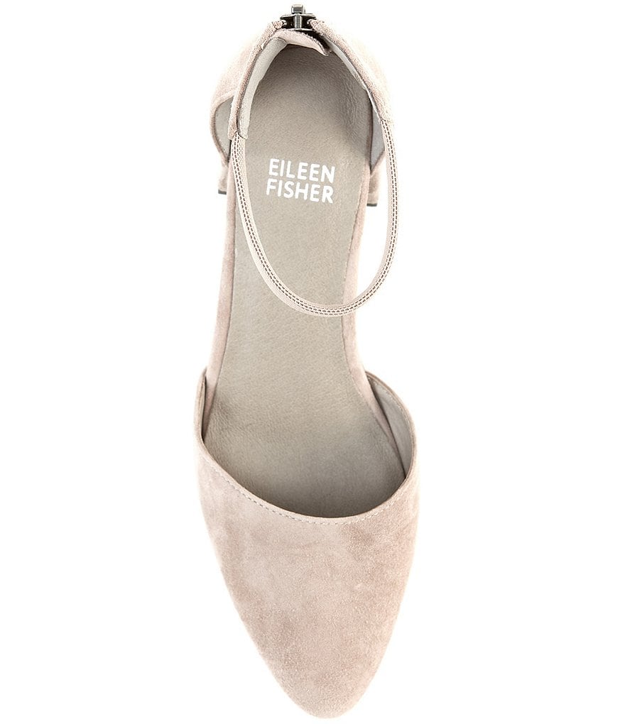 Eileen Fisher Goldie Suede Ankle Strap Pumps