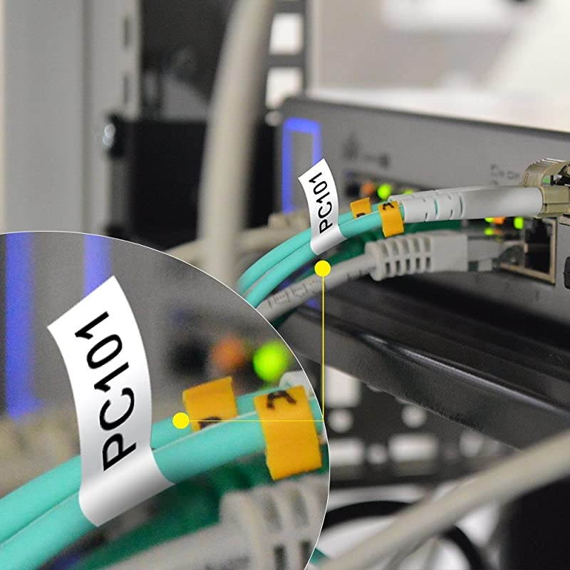 Compatible Label Tape Replacement for DYMO 18445 Rhino Industrial 3/4" Permanent Vinyl Label Tape Work with DYMO Rhino 4200 5000 5200 6000 Label Maker, Black on White, 19mm x 5.5m, 5-Pack