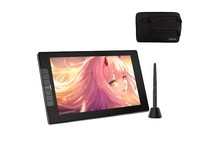VEIKK VK1200 Graphic Display Graphics Drawing Monitor with Tilt Function Battery Free Stylus and 6 Shortcut Keys (8192 Levels Pen Pressure and 72% NTSC)-11.6 Inch IPS Pen Monitor with stand