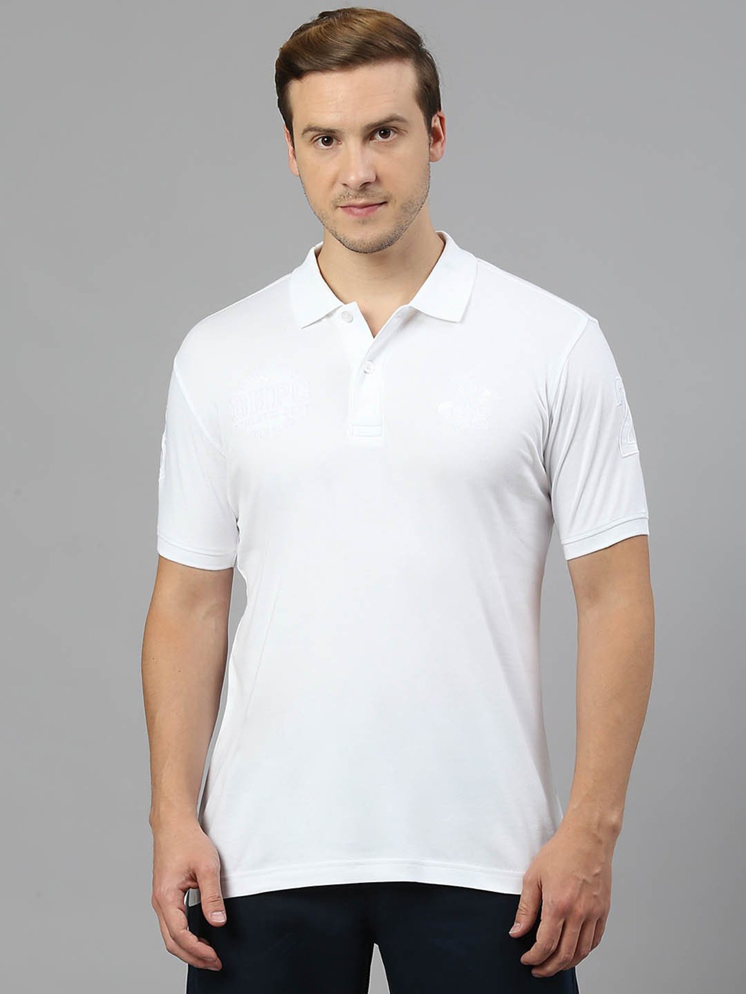 Beverly Hills Polo Club White Cotton Regular Fit Polo T-Shirt