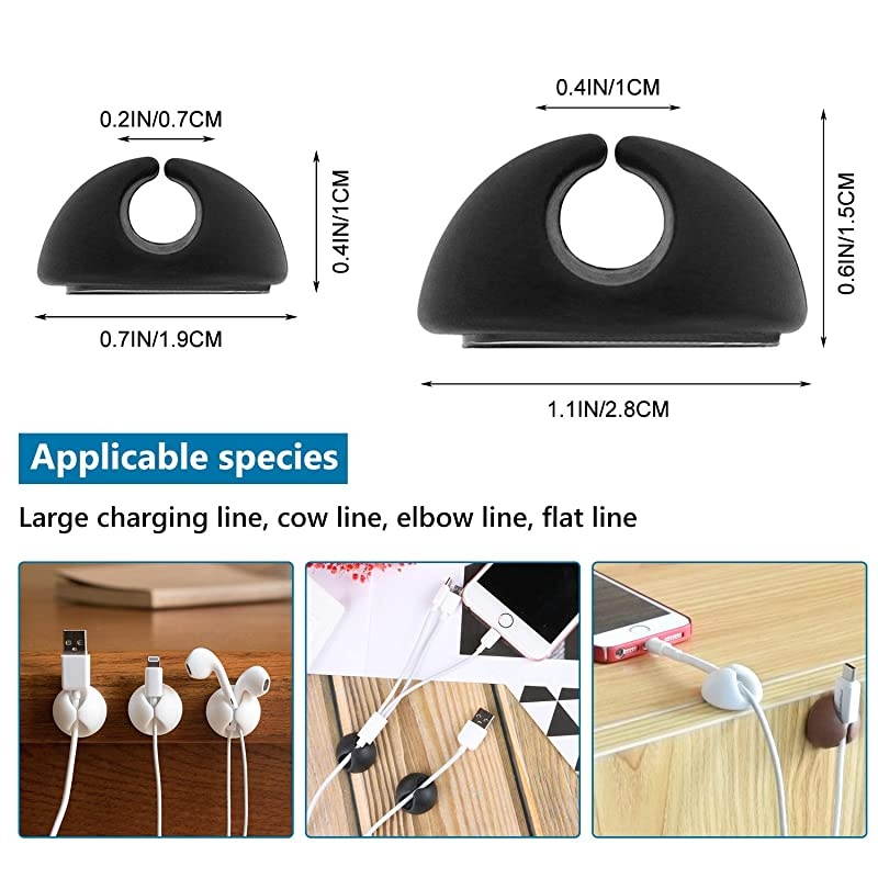 Cable Clips  Cable Holder Multipurpose Cord Management for Home NonToxic Rubber Material SelfAdhesive Desk Cord Clips Durable Cord Organizer Black Cord Holder for Office 3 Colors 6pcs