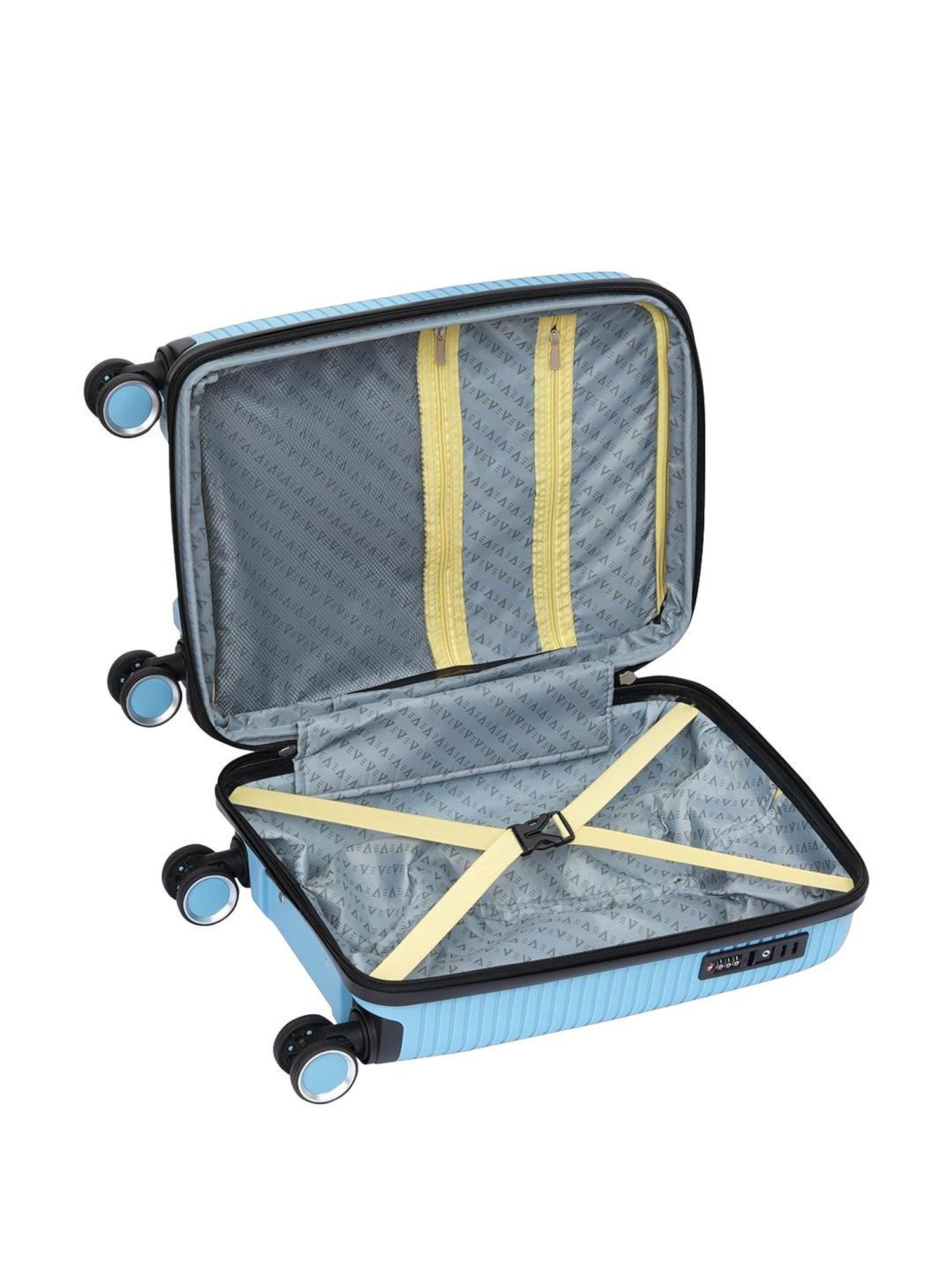 The Vertical Stellar Blue Wheels 8 Small Hard Cabin Trolley Bag