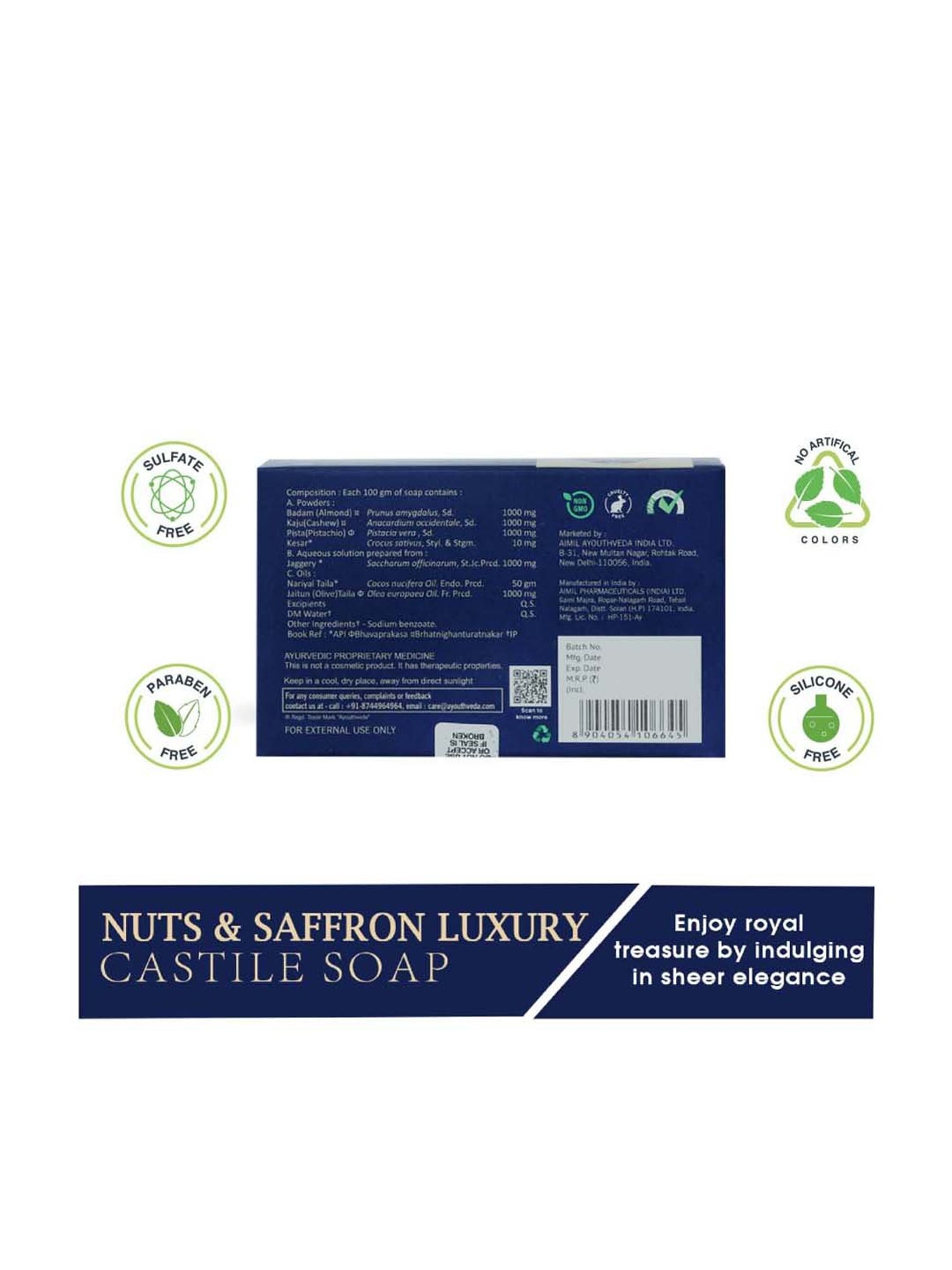 AyouthVeda Nuts & Saffron Luxury Castile Soap - 100 gm