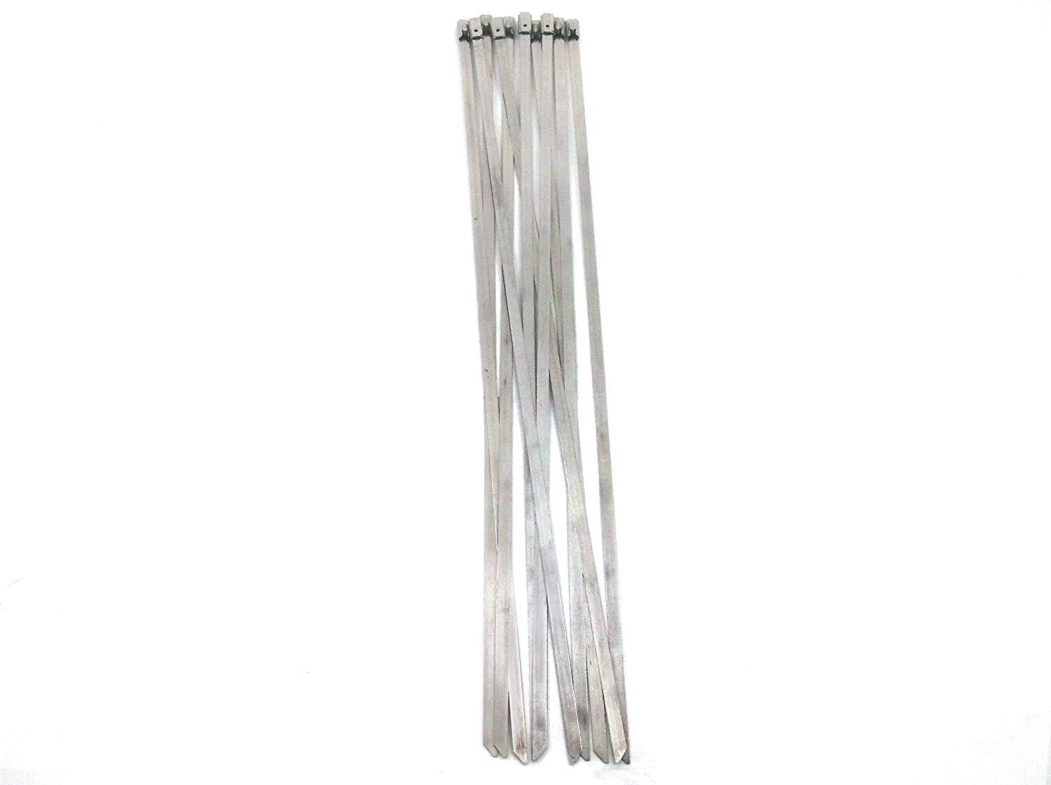 10-Pack Heavy Duty 12" (115lbs) Stainless Steel Exhaust Locking Zip Cable Ties