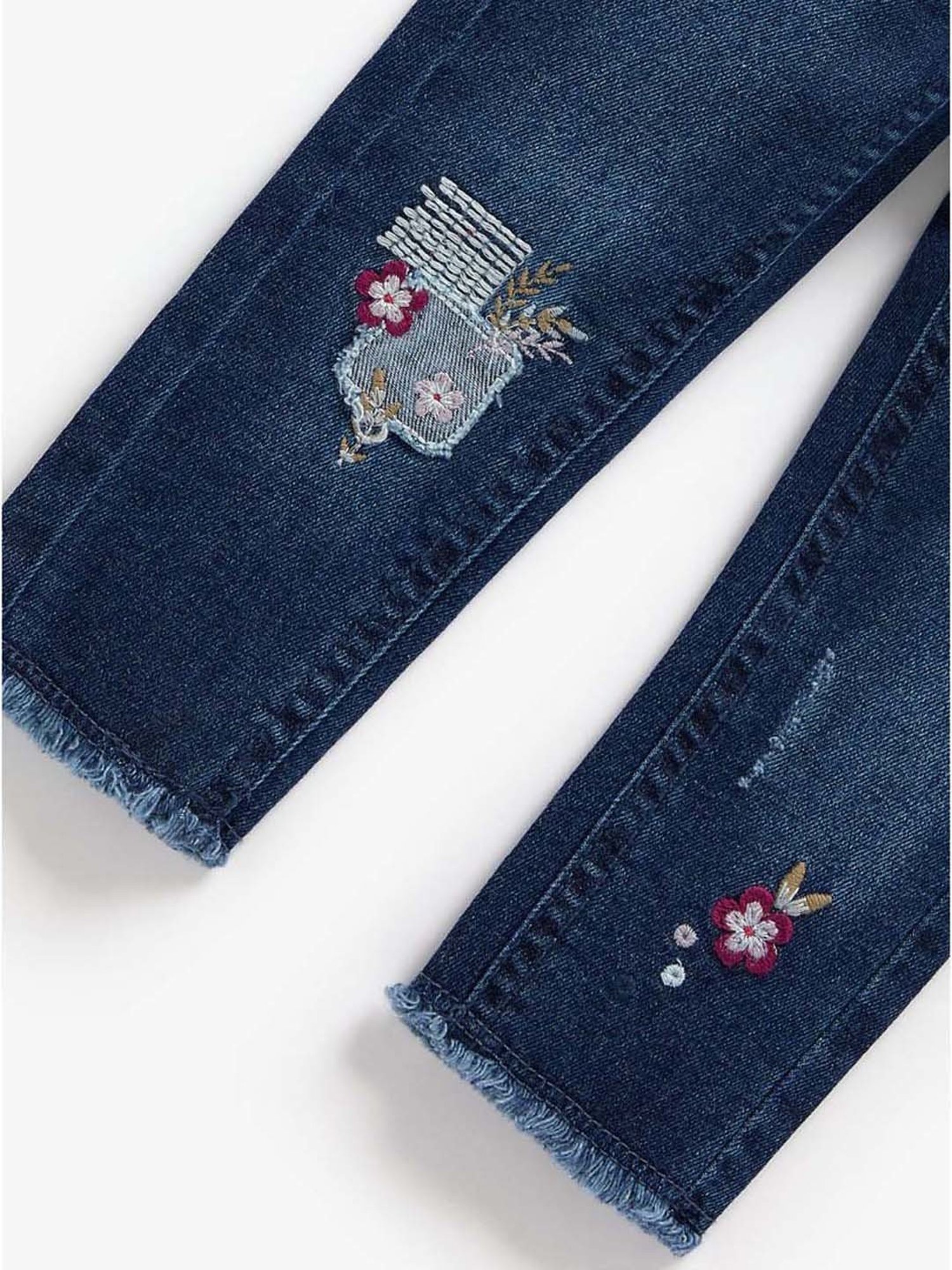 Mothercare Girls Blue Cotton Embroidered Jeans