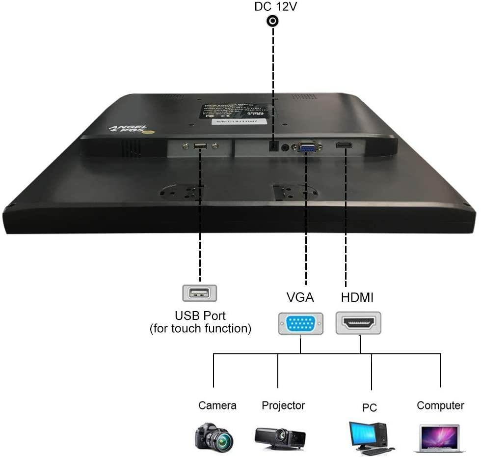 17-inch HDMI Resistive Touch Screen POS LED Monitor with VGA and HDMI Port and Cable, for Office, Retail, Restaurant, Bar, Gym, Warehouse