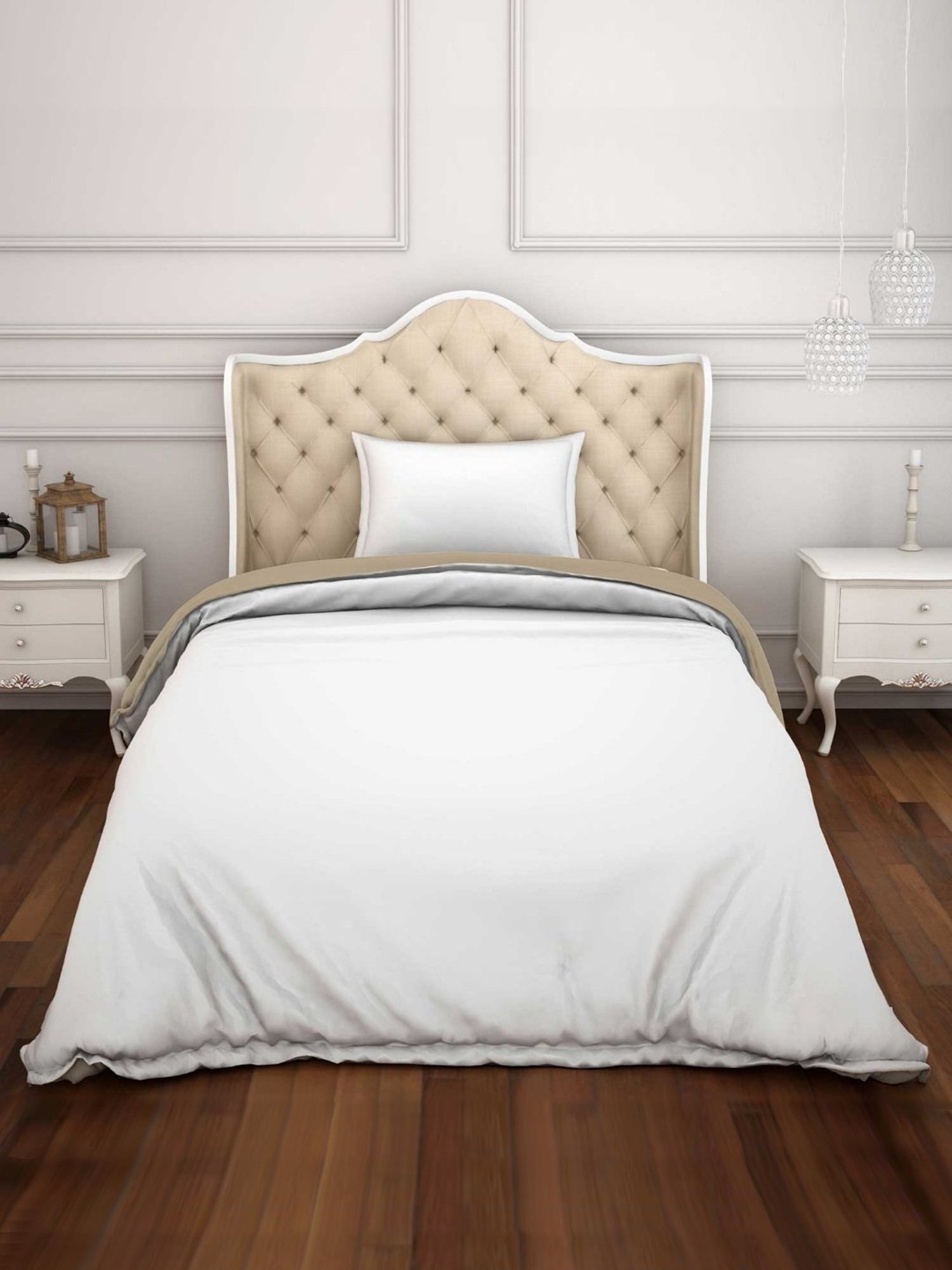 Spaces Solid White 300 TC Cotton Double Quilt