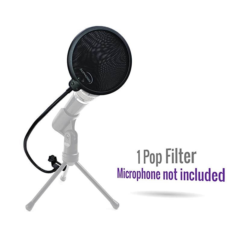 Microphone Pop Filter MPF1 EasyOn 6inch Shield for Powerful Vocals Blocks Thud Pop BP Plosives S Hiss for Clear as a Bell Sound Double Optimized Mesh Filter Windscreen Cover Mask
