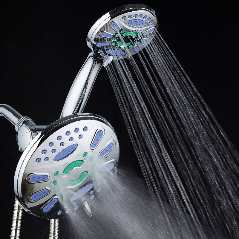 7" 48 Setting Elite High Pressure Ultra Luxury Three-Way Rainfall Shower Head Combo Chrome - AquaDance