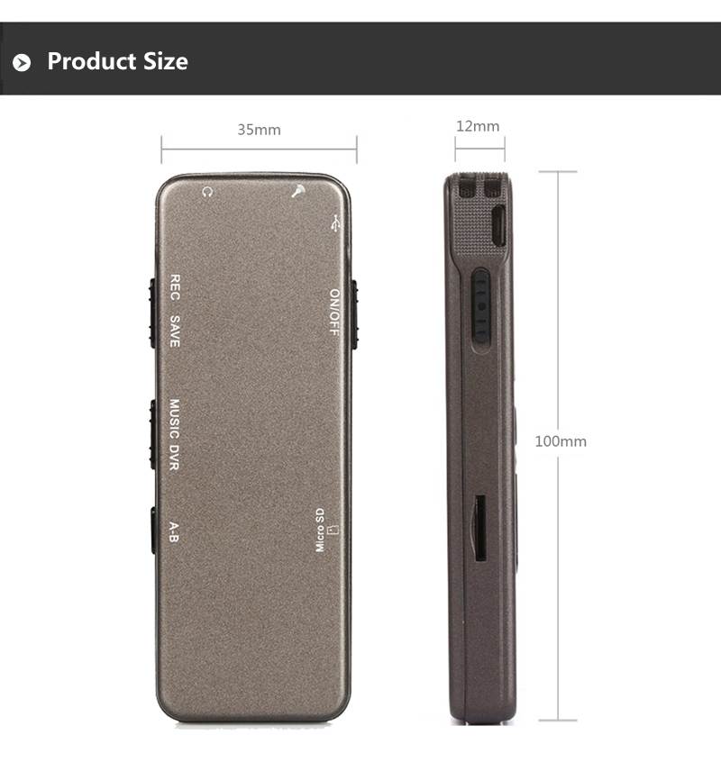 8GB Professional Audio Recorder Business Portable Digital Voice Recorder USB Support Multi-language,Tf Card to 64GB