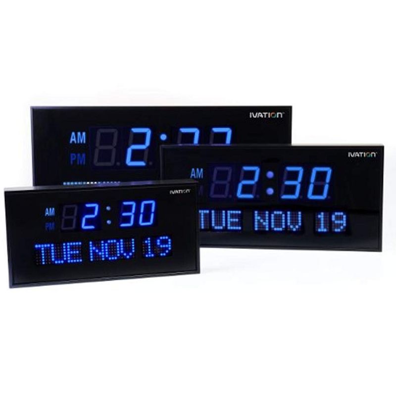 Ivation Big Oversized Digital Blue LED Calendar Clock with Day and Date - Shelf or Wall Mount&nbsp;(12 inches - Blue LED)