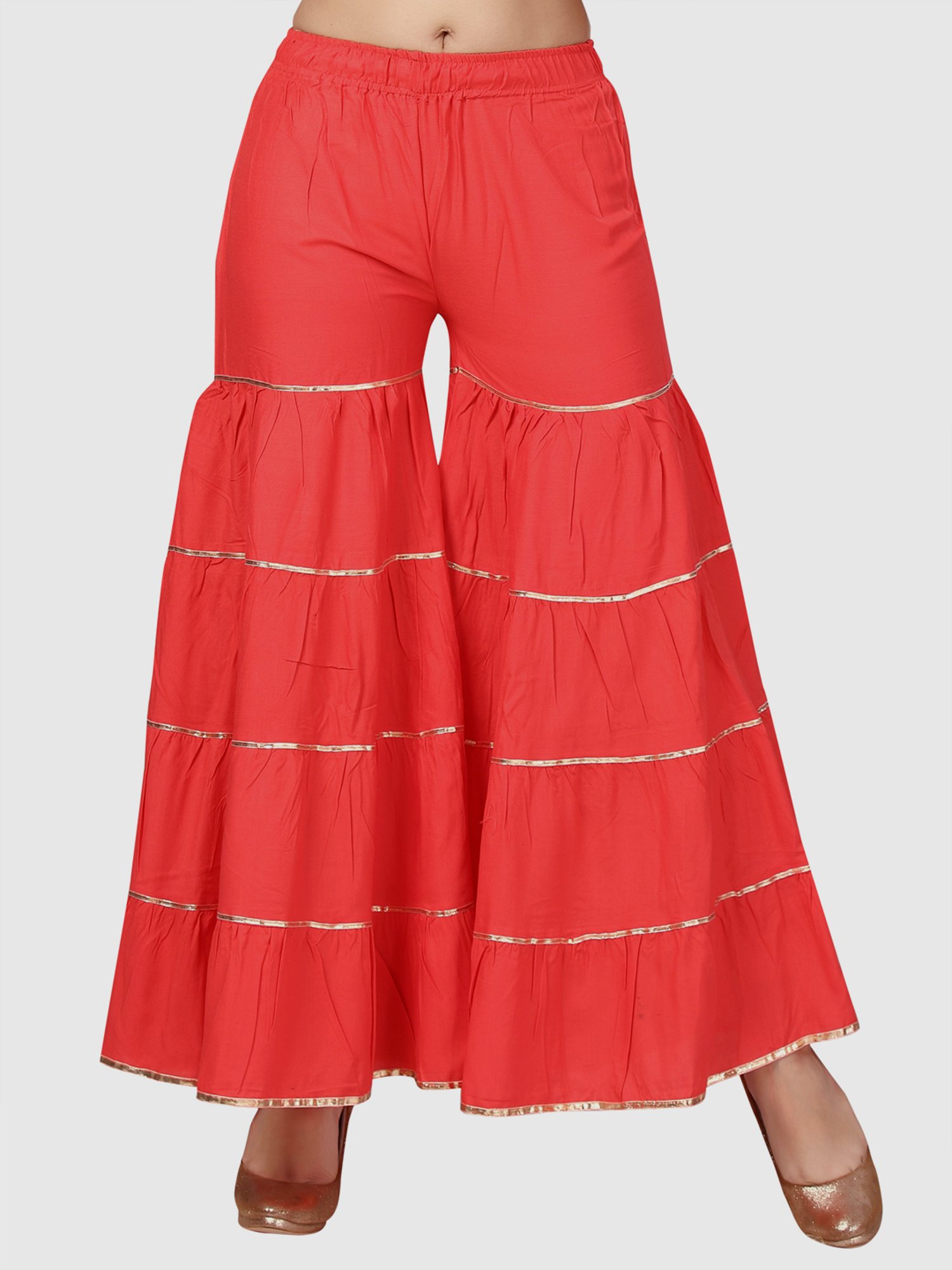 Aarika Coral Cotton Striped Sharara