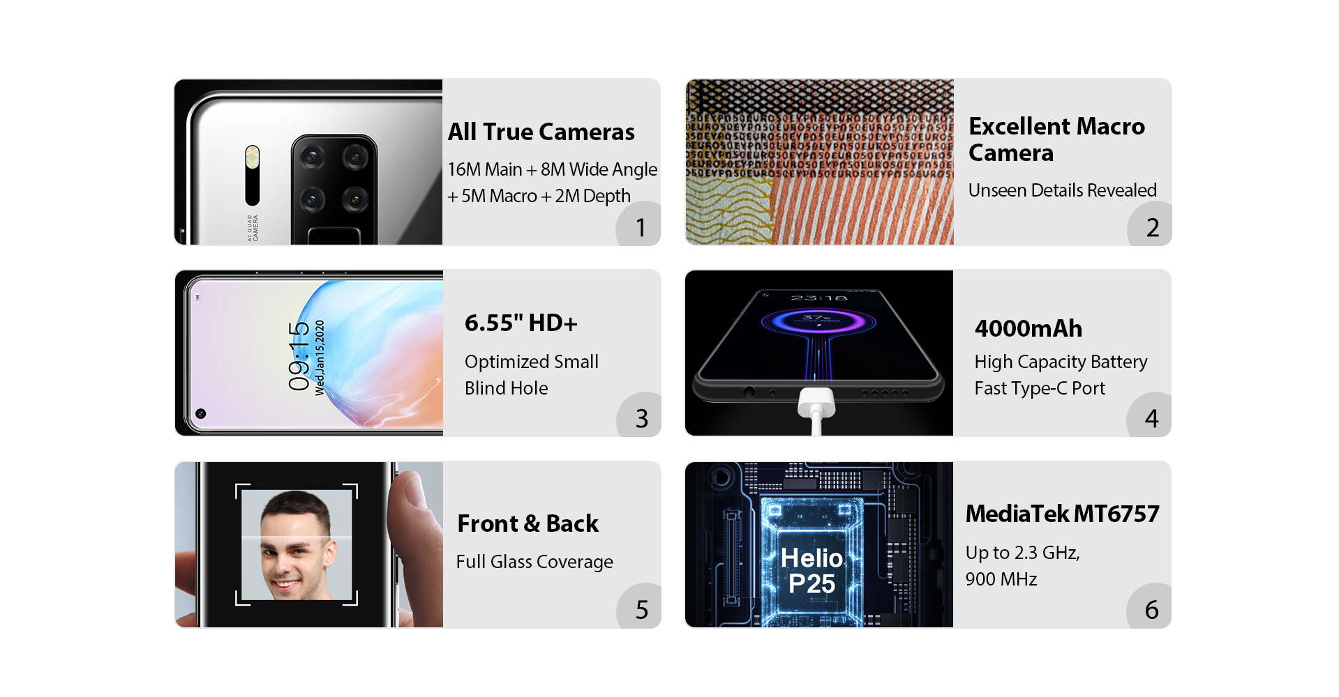 4G Mobile Phone OUKITEL C18 Pro, Quad Camera 16MP+8MP+5MP+2MP, 6.55&rsquo;&rsquo; Full HD SIM Free Smartphone Unlocked, Helio P25 Octa Core 4GB+64GB, 4000mAh Fingerprint Face Unlock Android 9.0 DUAL SIM