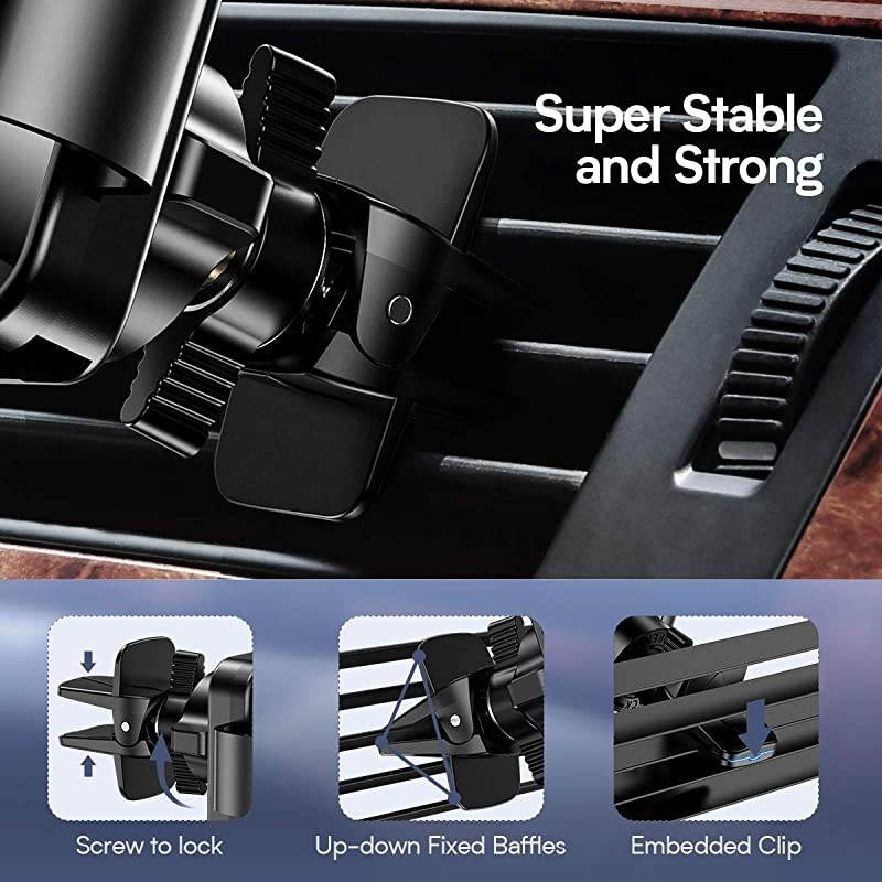Car Phone Mount, Air Vent Car Phone Holder, Gravity Auto-Clamping Hands-Free Car Mount Compatible with iPhone SE/11 Pro Max/Xs/XR/8 Plus, Samsung Galaxy S20+ Ultra Note10 Plus & All