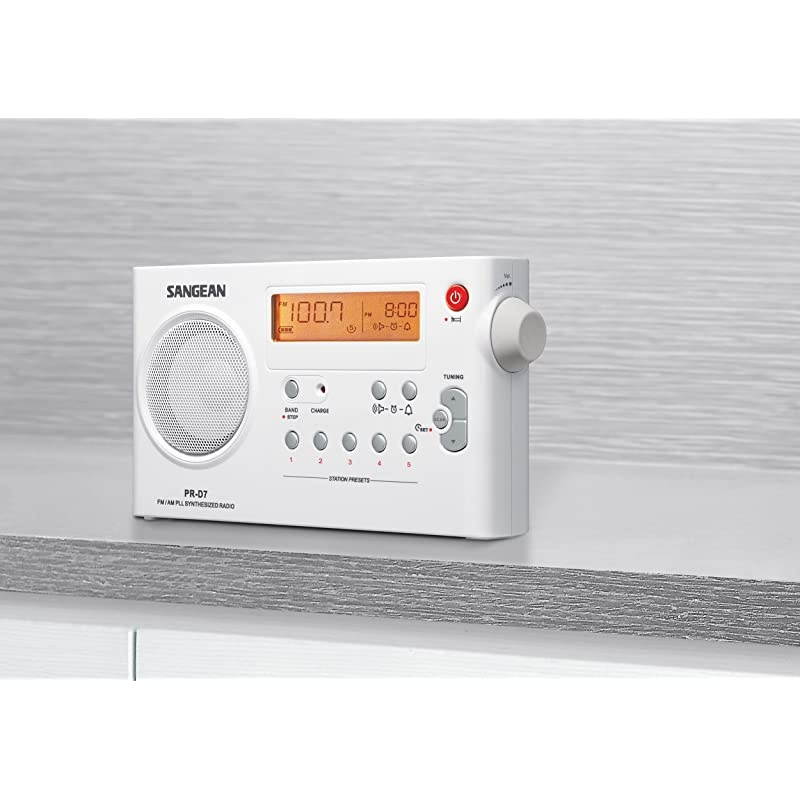 PRD7 AMFM Digital Rechargeable Portable Radio White