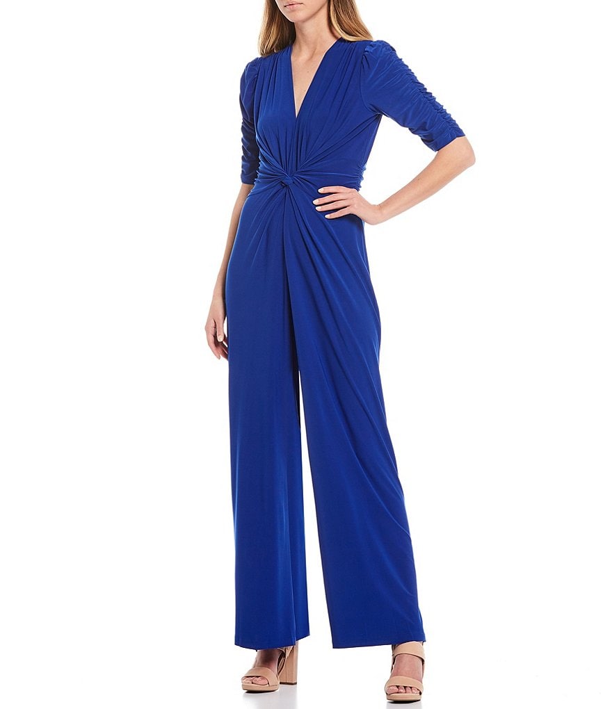 Vince Camuto Short Sleeve Knot Front Wide Leg Jumpsuit