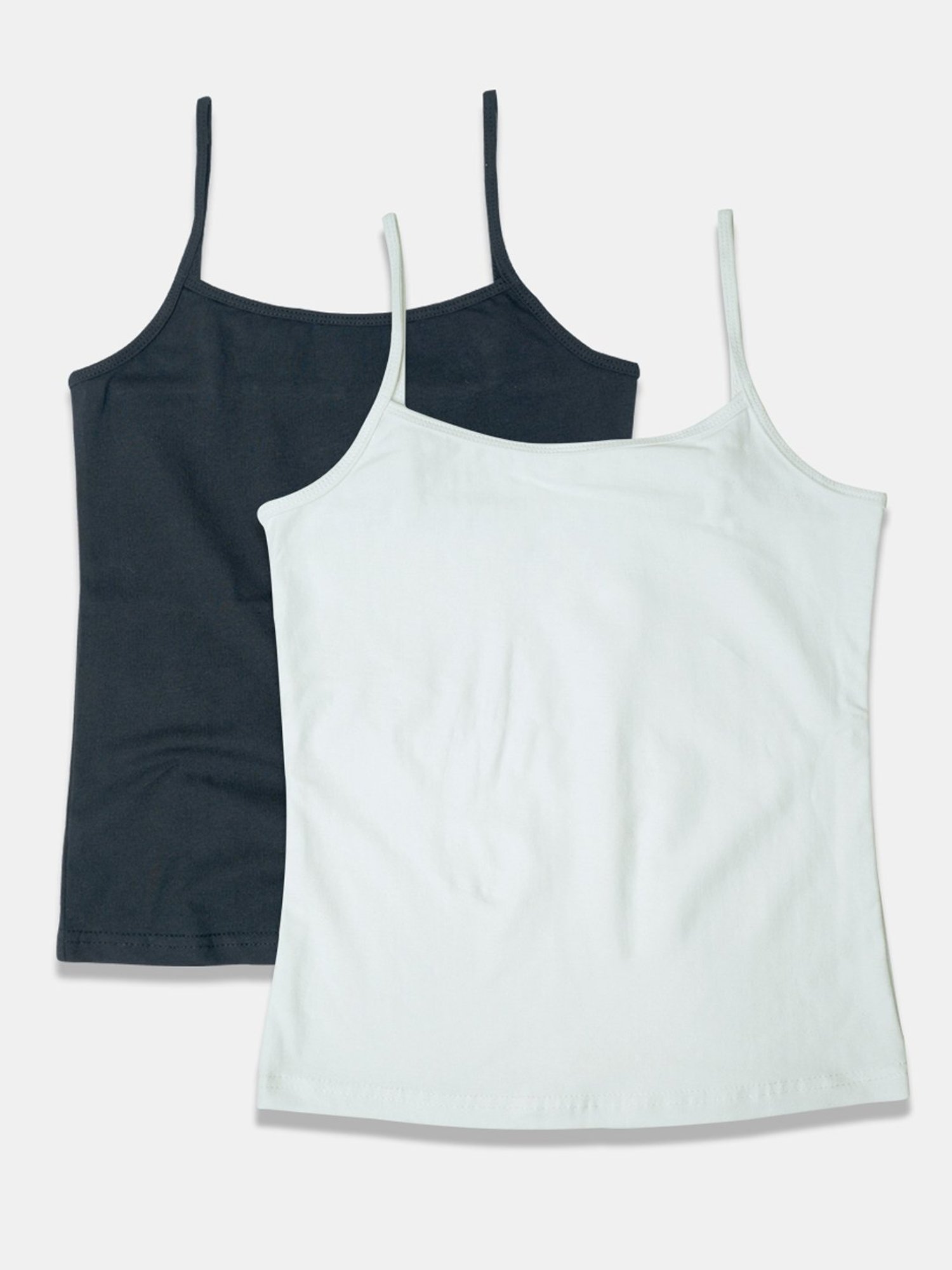 Sillysally Kids White & Black Solid Camisole (Pack of 2)