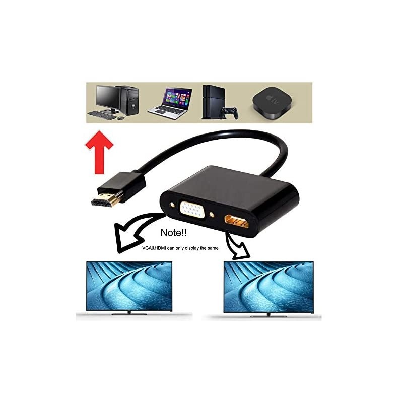 HDMI to VGA HDMI Converter Splitter Cable Adapter with Audio Active HDMI to VGAHDMI VideoAudio Cable Converter Supports HDMIVGA Out Simultaneously for PS4 Apple TV PC Laptop and More