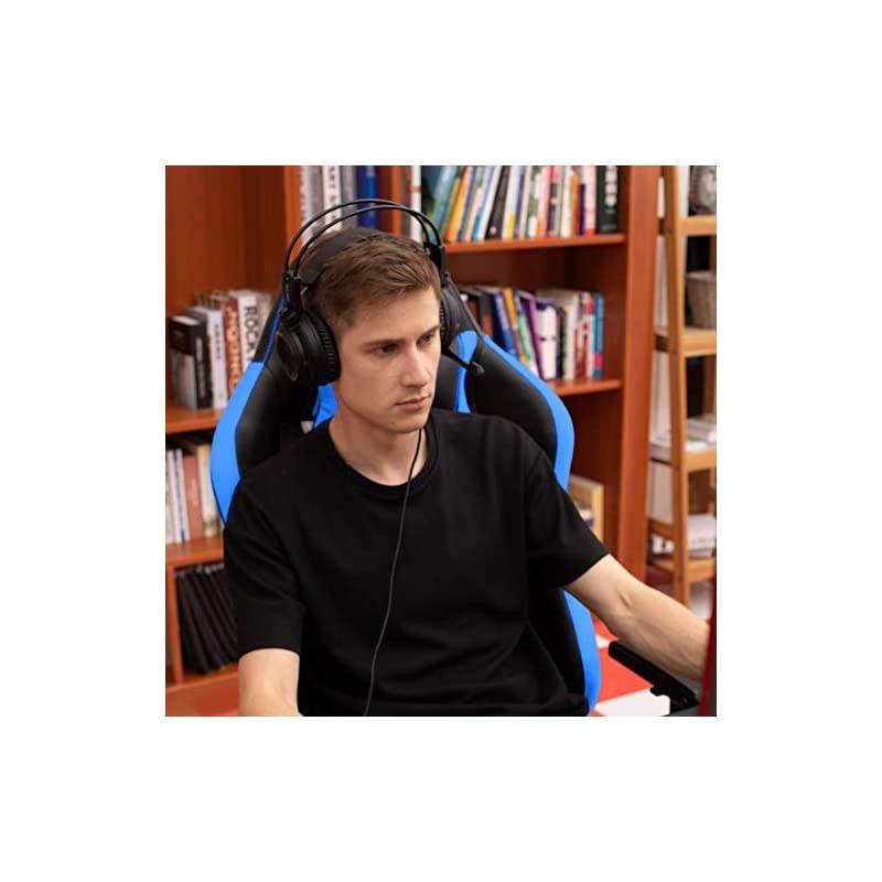 Esports Gaming Chair Executive Ergonomic Racing Computer Chair - Back & Head Support - New - Adjustable Armrest - Desk & Office Recliner - Silla Gamer - Black & Blue Cushion