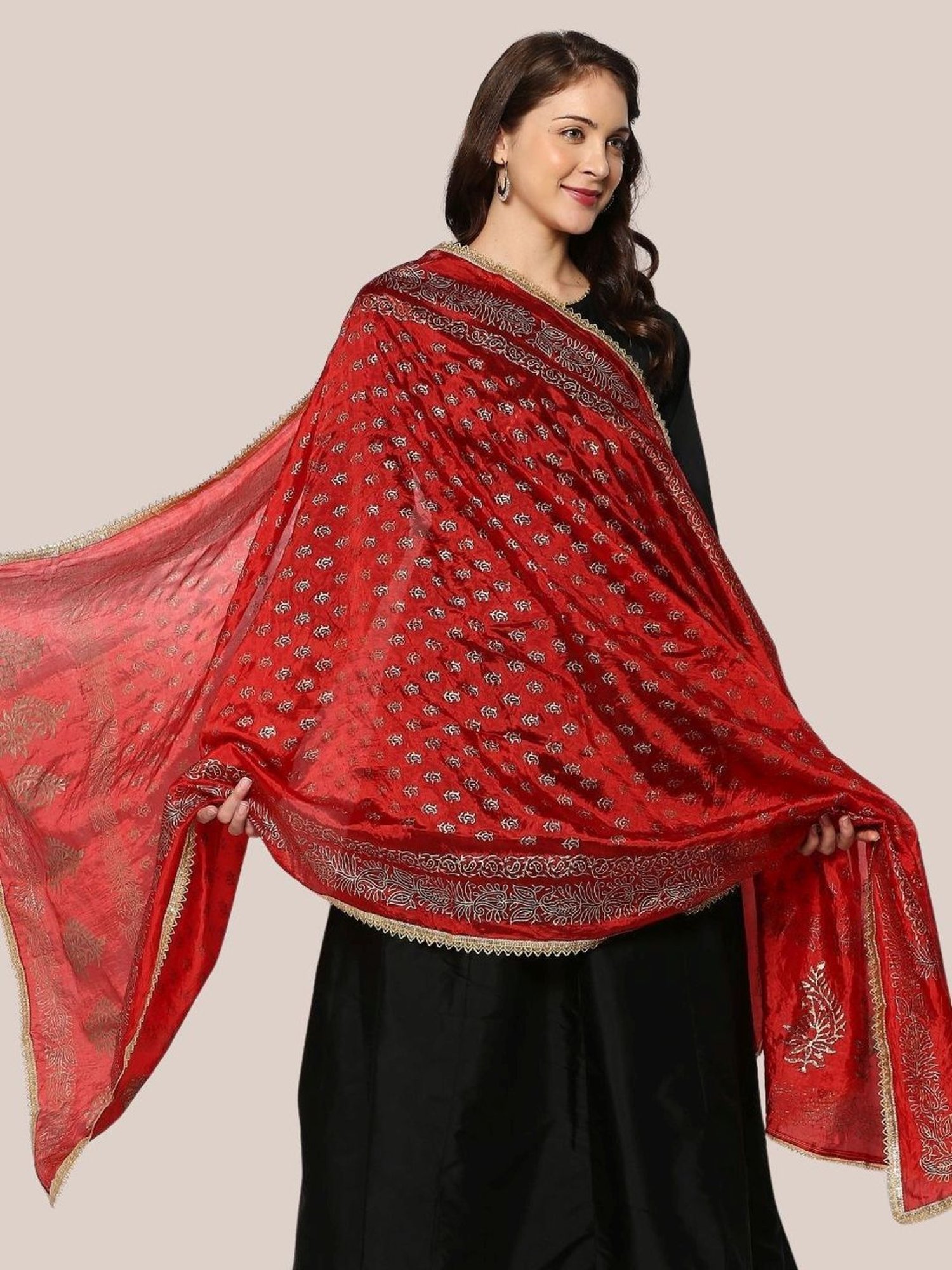 Dupatta Bazaar Red Zari Work Dupatta