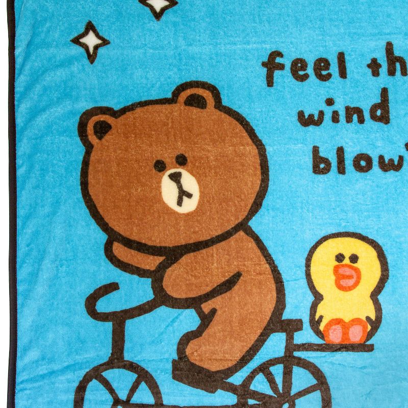 Twin Line Friends Day of Brown Blanket Blue