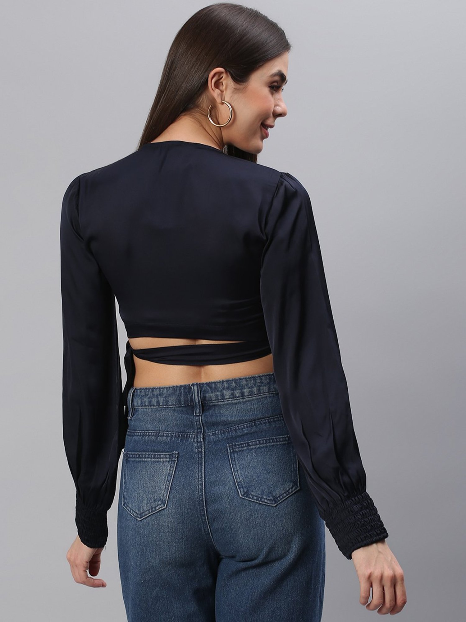 Cation Navy Crop Top