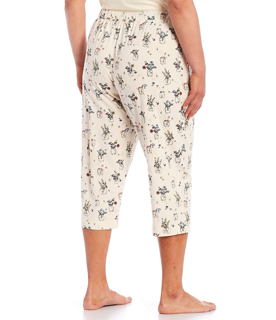 Sleep Sense Plus Size Vintage Bouquet Print Knit Coordinating Capri Sleep Pants