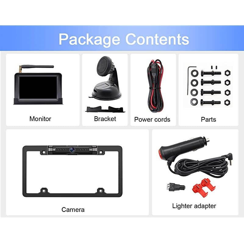 Y26 HD 1080P Digital Wireless Backup Camera System Kit 5 Monitor Hitch Rear View License Plate Camera for TrucksCampersVansCars HighSpeed Observation System