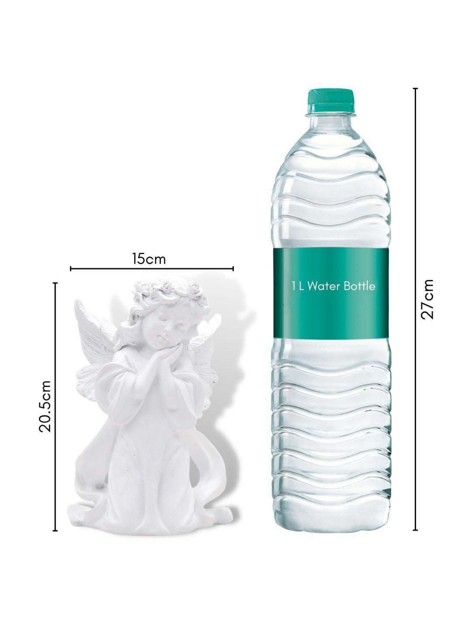 Nestasia Artisanal White Praying Angel Resin Showpiece with Wings for Home Decoration (8 Inch)