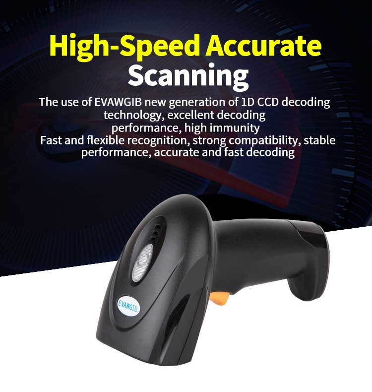 Plugadget 1D CCD handheld barcode scanner Wired barcode reader with USB interface wireless barcode scanner with memory gun reader