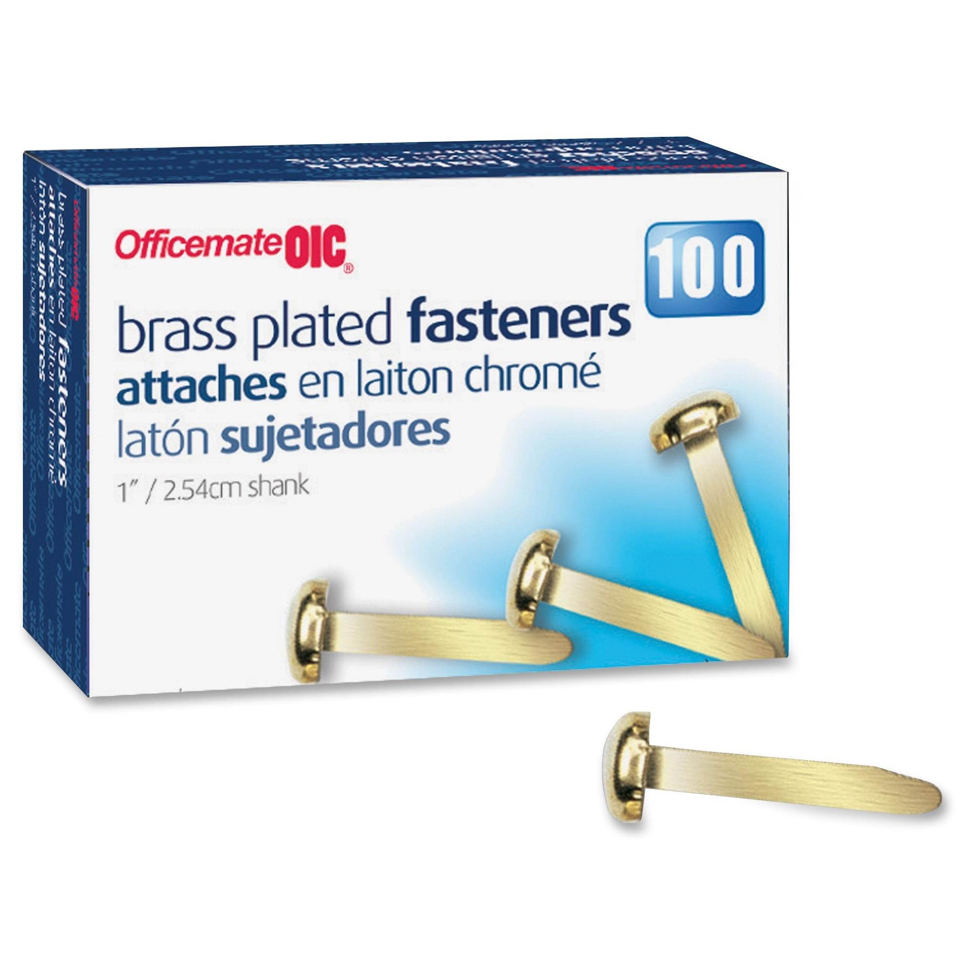 Officemate Brass Plated Round Head Fasteners