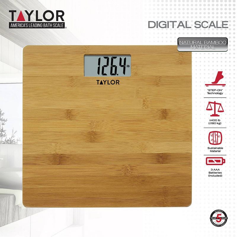 Digital Bamboo Bathroom Scale Natural - Taylor