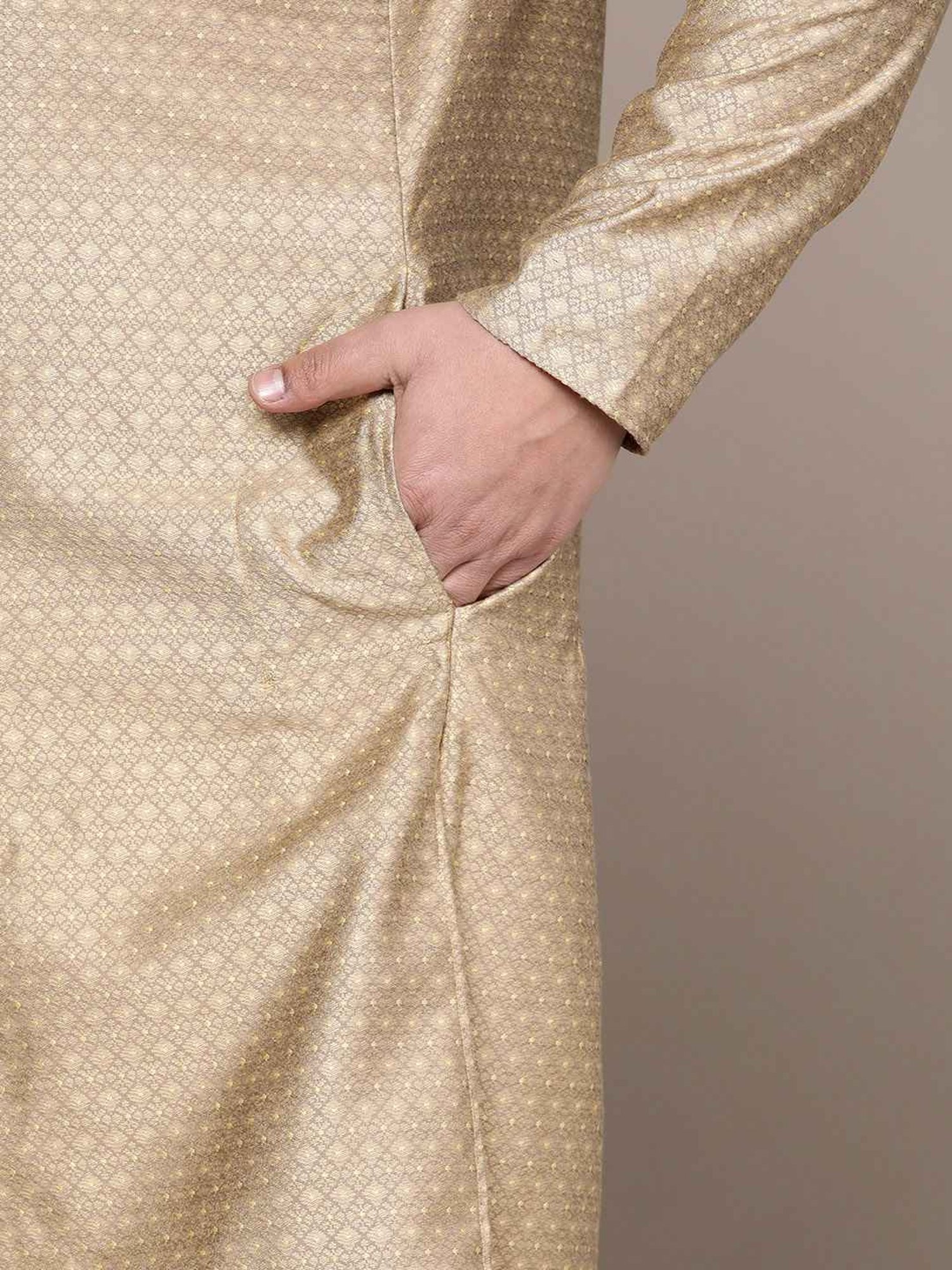 KISAH PLUS Beige Regular Fit Printed Kurta Bottom Set