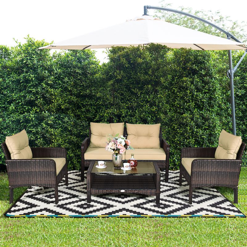 7pc Studio Shine Collection Patio Conversation Set with Sofa, 4 Armchairs & 2 Tables - W Unlimited