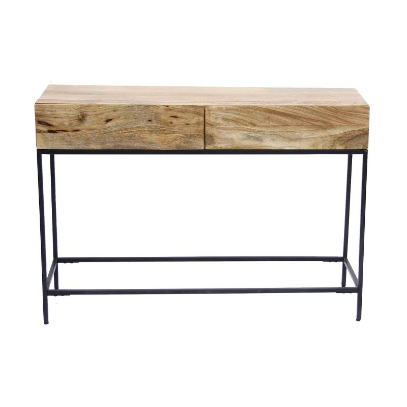 Mango Wood and Metal Console Table Natural Oak - The Urban Port