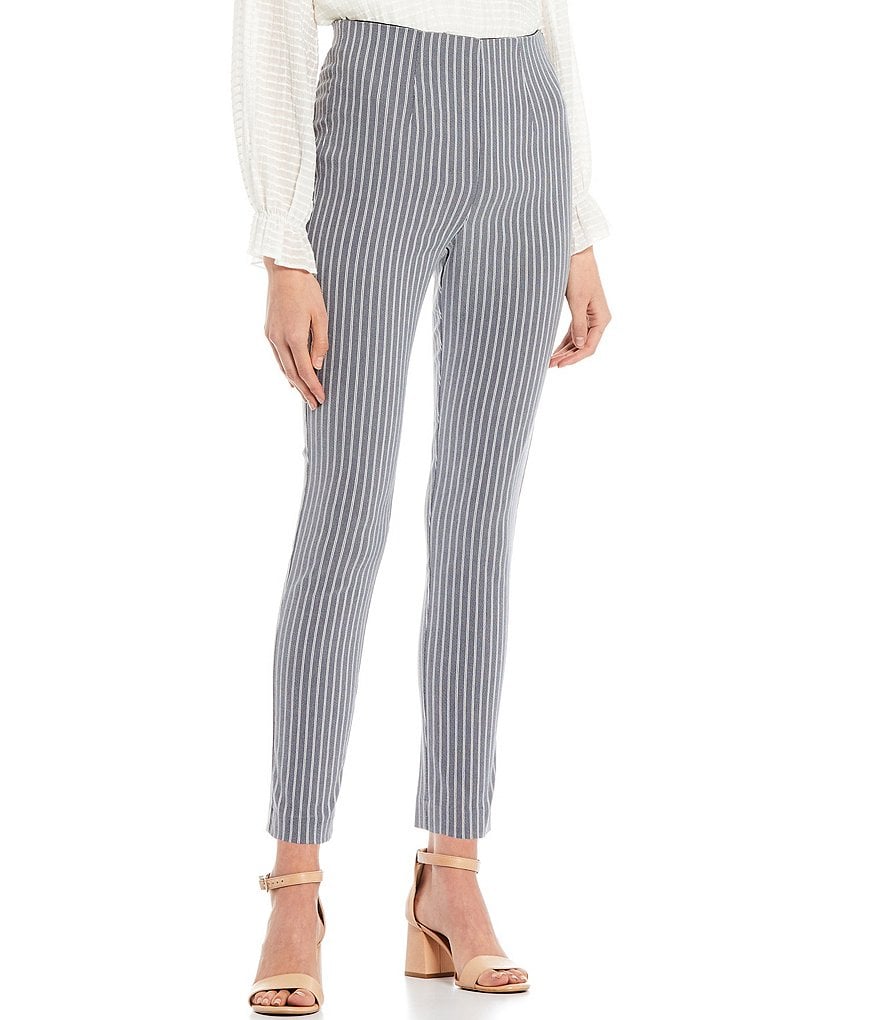 Takara High-Waisted Stripe Printed Pull-On Skinny Pants